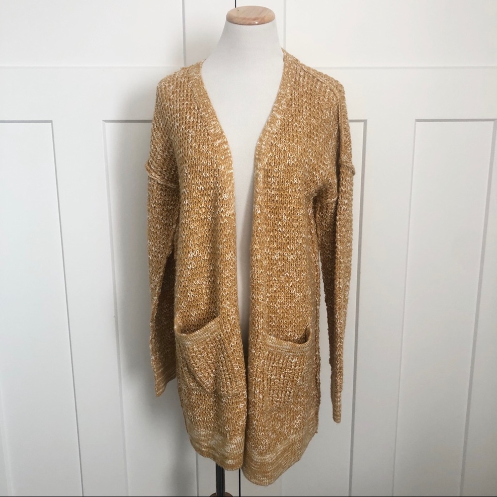 Hem & Thread Mustard Gold Knit Cardigan Sweater